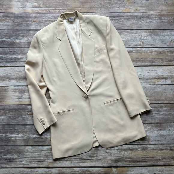 Vintage Ann Taylor 100% Silk Blazer Jacket Butter Yellow Sz 2 - Picture 6 of 8